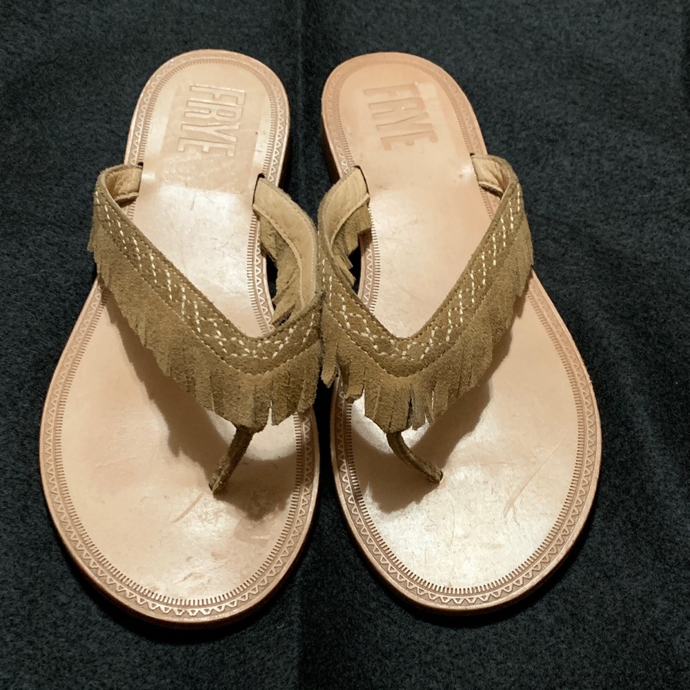 Frye Tan Leather Fringe Sandals - Picture 8 of 12